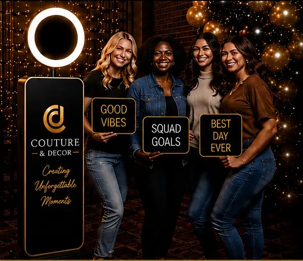 Couture and Decor Social Events LLC guests using the photo booth